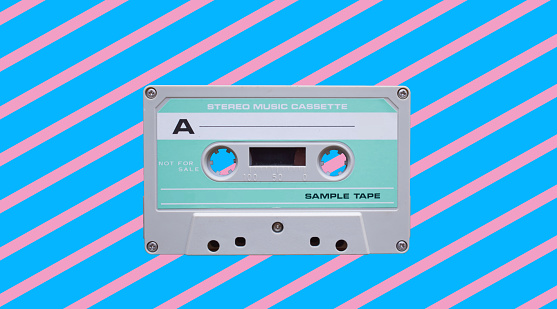 vintage audio tape cassette. retro  background