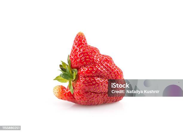 Strawberry Isolated On White Background Stock Photo - Download Image Now - Ugliness, Fruit, Strawberry
