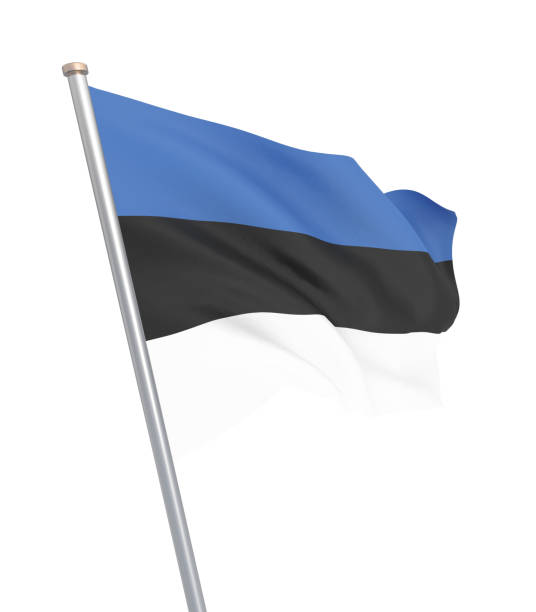 istock Estonia flag blowing in the wind. Background texture. 3d rendering, wave. - Illustration. Isolated on white. 1155884132