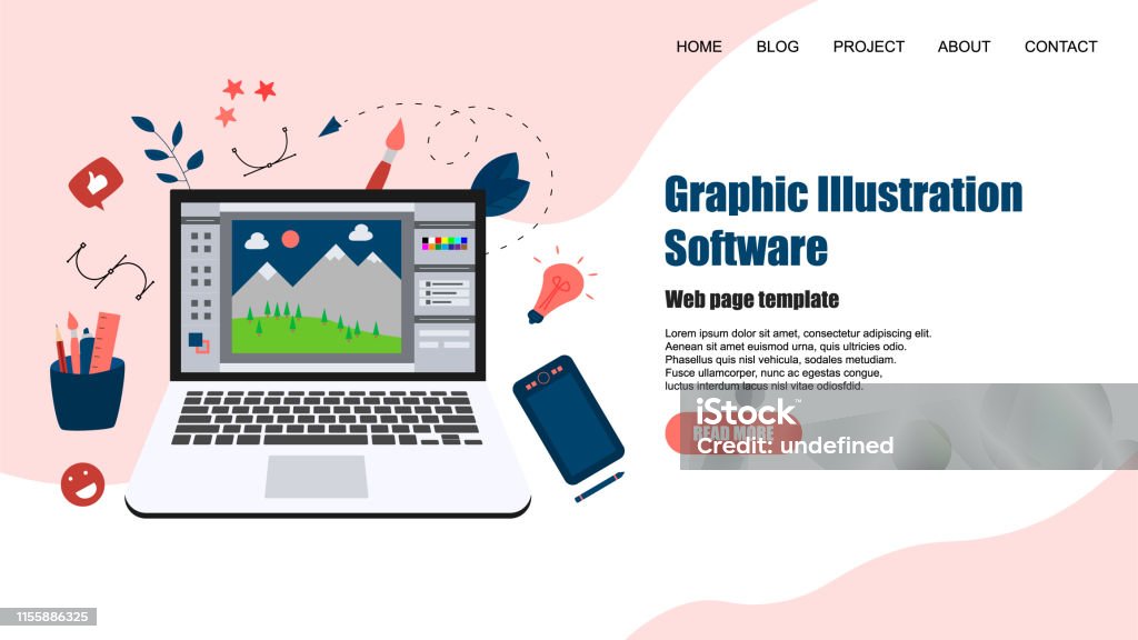 Webpage Template Flat Vector Graphic Drawing Concept With Open ...