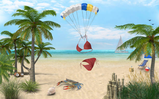 Hang glider against dramatic sky. Sun-rays coming out from the clouds.
