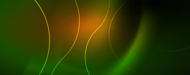 istock Shiny neon lines template - northern lights glowing blur lines. Futuristic style glow neon 80s disco club or night party techno template 1155896741
