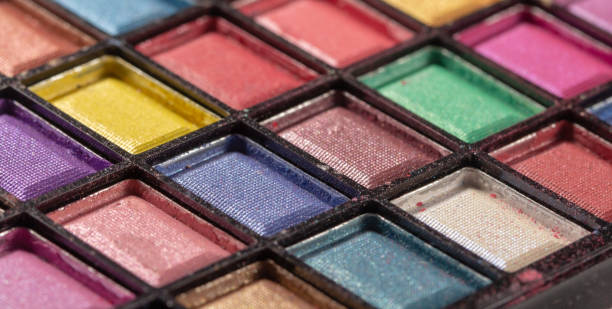 istock Colorful eye shadows palette. Makeup background. close up 1155900767