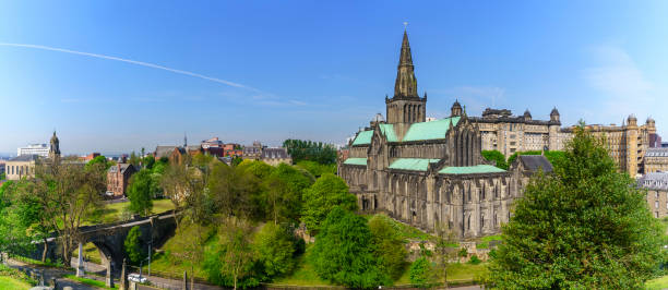 Panoramic Glasgow Cathedral is the oldest cathedral on mainland and is the oldest building in Glasgow and also called St Mungo Cathedral , Scotland Panoramic Glasgow Cathedral is the oldest cathedral on mainland and is the oldest building in Glasgow and also called St Mungo Cathedral , Scotland glasgow scotland stock pictures, royalty-free photos & images