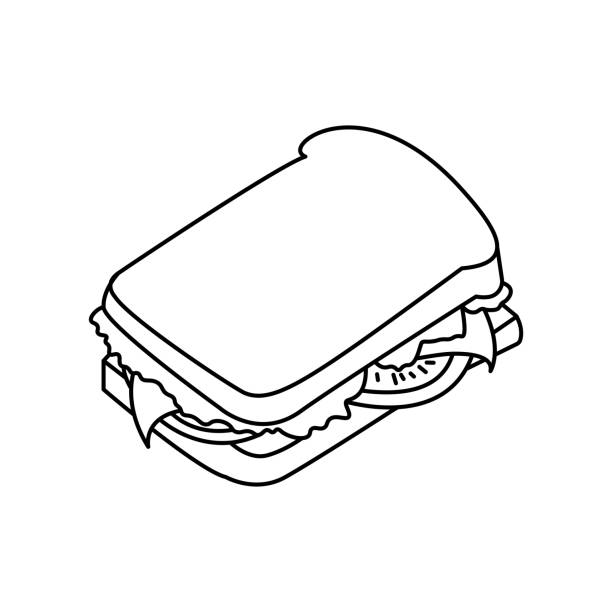 샌드위치 아이콘 일러스트 절연 된 벡터 기호 - sandwich ham white background lunch stock illustrations