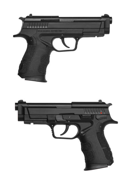 istock Black gun pistol isolated on white background 1155903257