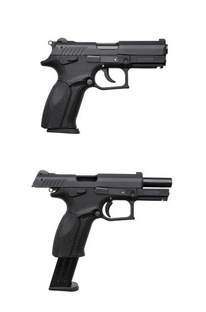 istock Black gun pistol isolated on white background 1155903291