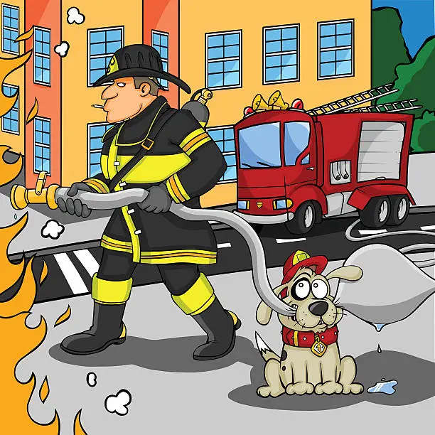 Vector illustration of Fire dog