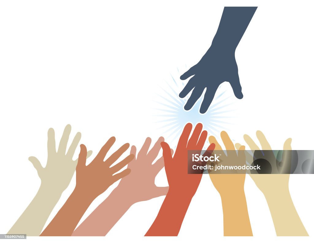 Reach Image Colourful Reaching Hands Vector Stock Illustration - Download Image Now ...