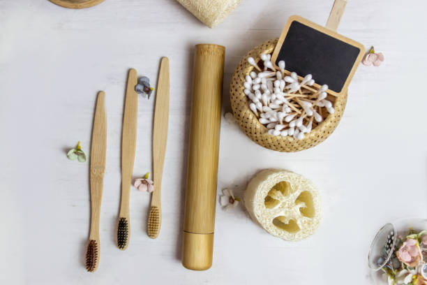 istock Eco bathroom accessories, natural cosmetics products zero waste concept. 1155908076