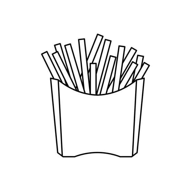 illustrations, cliparts, dessins animés et icônes de icône de frites de restauration français rapide sur le fond blanc - take out food white background isolated on white american cuisine