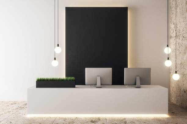 istock Contemporary concrete office lobby 1155909548