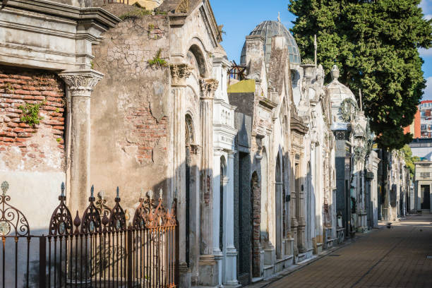 istock Several Mausoleums on a row at cemetery 1155909927