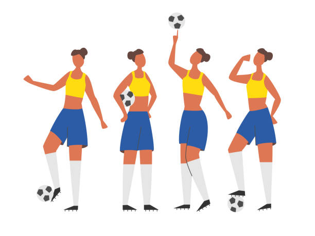 Woman soccer players. Football vector illustration. Woman soccer players with ball. Football vector illustration. georgia football stock illustrations