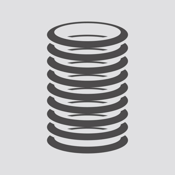 フラットスタイルのスプリングアイコン。ベクターの図。 - springs spiral flexibility metal点のイラスト素材／クリップアート素材／マンガ素材／アイコン素材