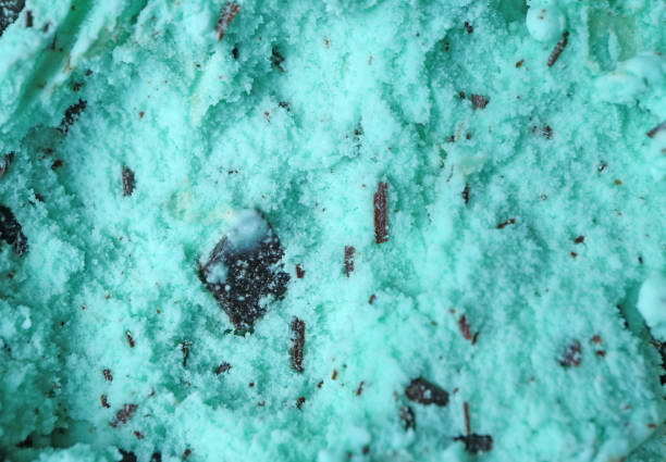 Closeup the Texture of Mint Chocolate Chip Ice Cream for Background or Banner