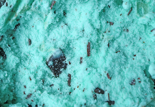 Closeup the Texture of Mint Chocolate Chip Ice Cream for Background or Banner
