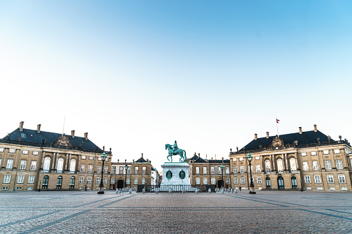 The square of Amalienborg Royal Palace . Copenhagen, Denmark