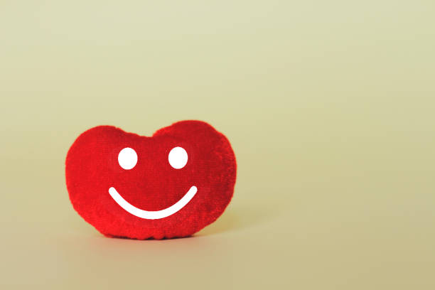 heart cotton shape with smiley face.  Service rating, satisfaction concept