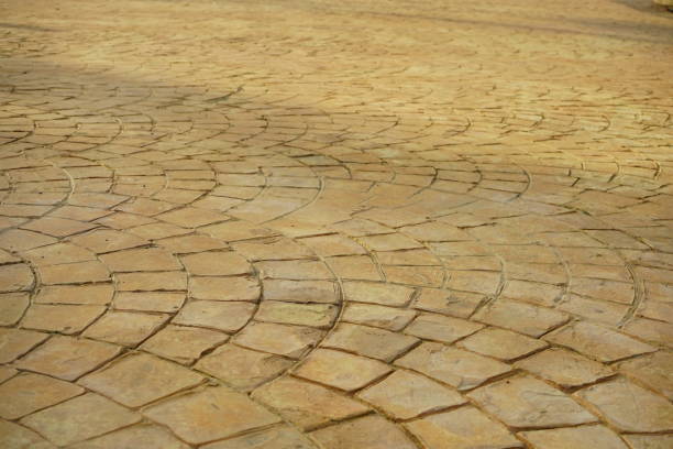 walkway cement st with amped material Thailand, Ancient, Antique, At The Bottom Of, Brick Stamped Concrete stock pictures, royalty-free photos & images