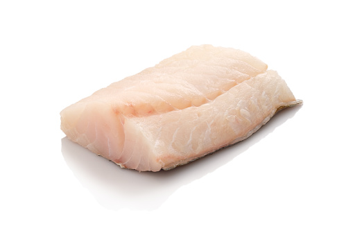 Raw cod fish white isolated