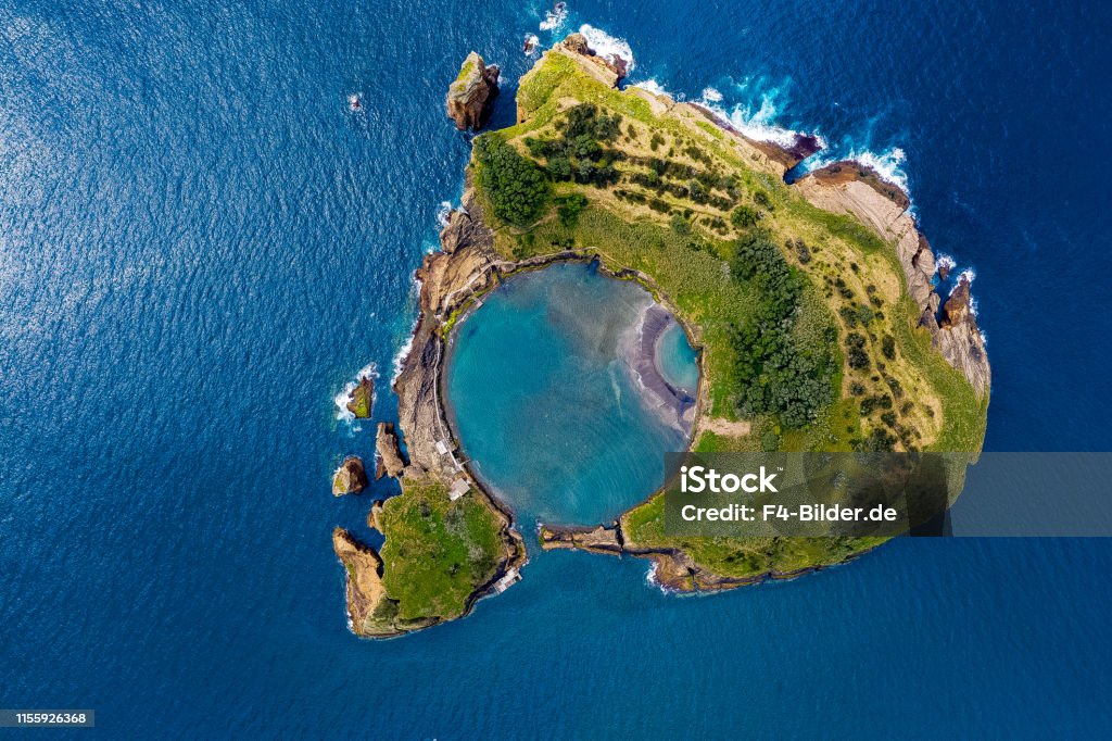 The Azores island of Sao Miguel from the air with Dji Mavic 2 Pro drone The Acores Island Sao Miguel from above with DJI Mavic 2 Pro Drone Island Stock Photo