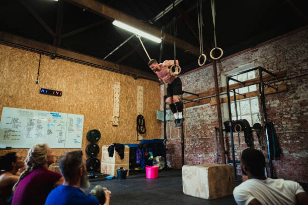 istock Demonstrating the Strict Ring Muscle Up 1155929209