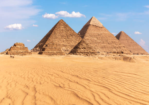 istock Complex of Giza Pyramids in Egypt, sunny day view 1155929359