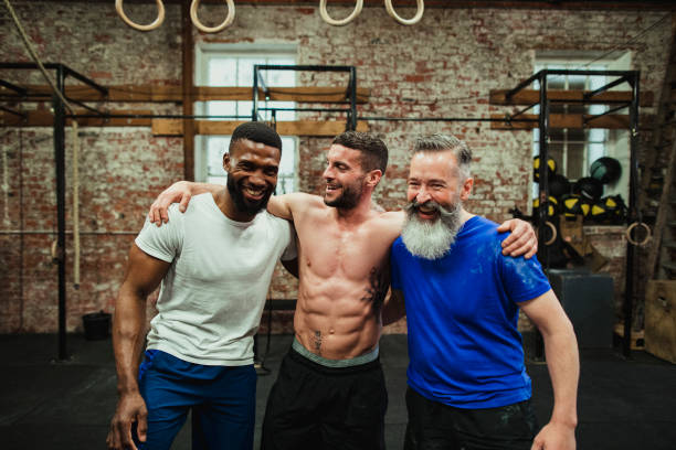 istock Male gymters Laughing 1155930190