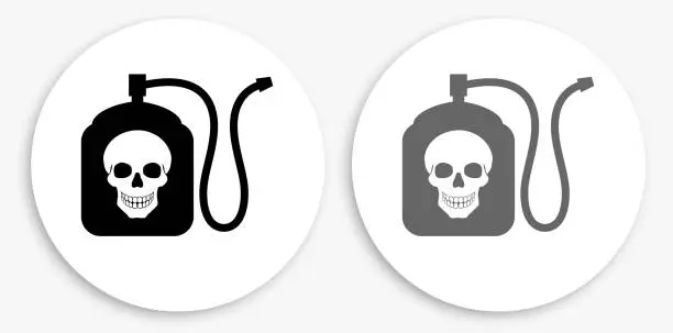 Vector illustration of Terminator Chemicals Black and White Round Icon