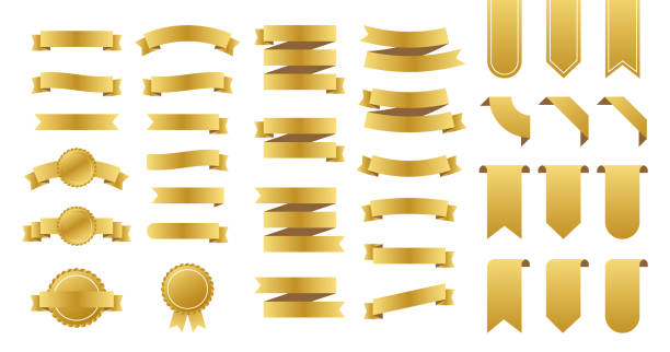 istock Gold ribbons banners. Set of ribbons. Vector stock illustration. 1155933578