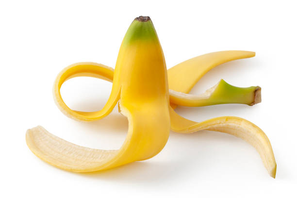 Banana peel on white background