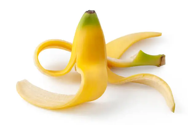 Photo of Banana peel on white background