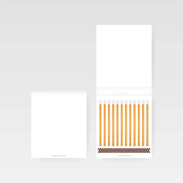 Vector illustration of Book Of Matches Vector. Top View Closed Opened Blank. Vector stock illustratrion.