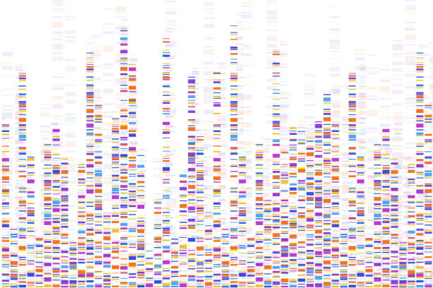 illustrazioni stock, clip art, cartoni animati e icone di tendenza di infografica del test del dna. illustrazione vettoriale. mappa della sequenza del genoma. modello per il progetto. sfondo, carta da parati. codice a barre. visualizzazione dei big genomici - dna