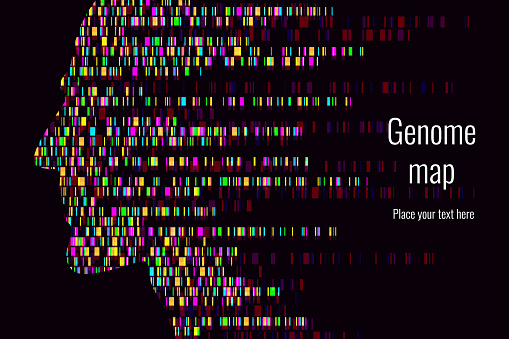 Dna Screen Gradient Map Dna Test Infographic Vector Illustration Genome Sequence Map Template ...