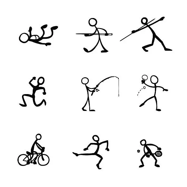 Vector illustration of Stick Figure People Sports