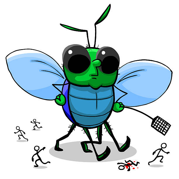 ilustrações de stock, clip art, desenhos animados e ícones de figura de palito pessoas mosca swat - stickfigure