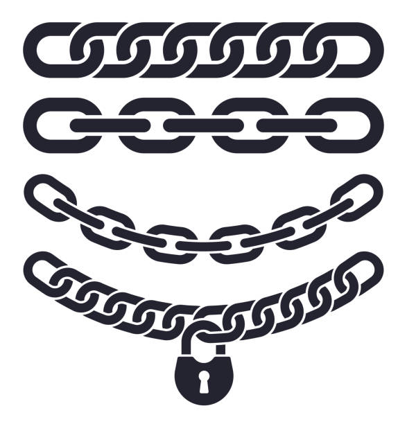 Chain Links Chains and security chain link connection symbols. chain stock illustrations