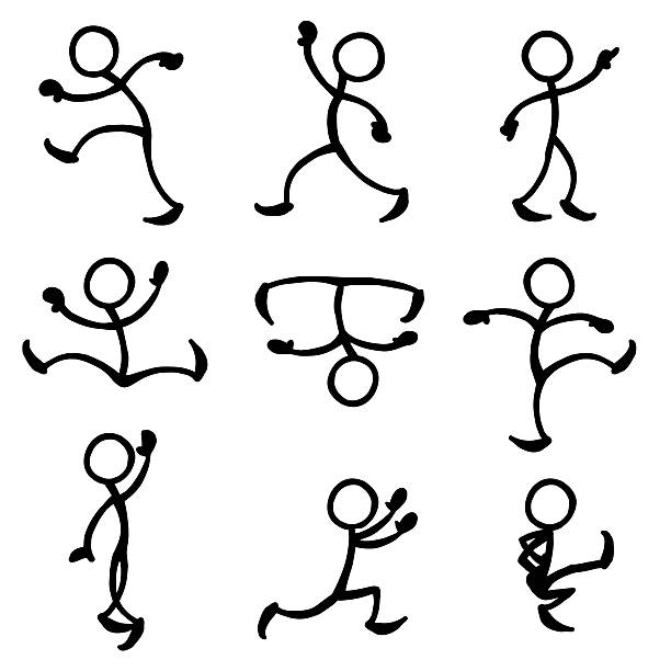 illustrations, cliparts, dessins animés et icônes de représentation humaine en traits personnes de danse - bonhomme