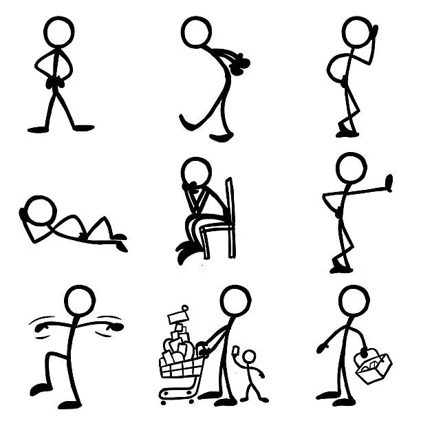 Vector illustration of Stick Figure People Waiting