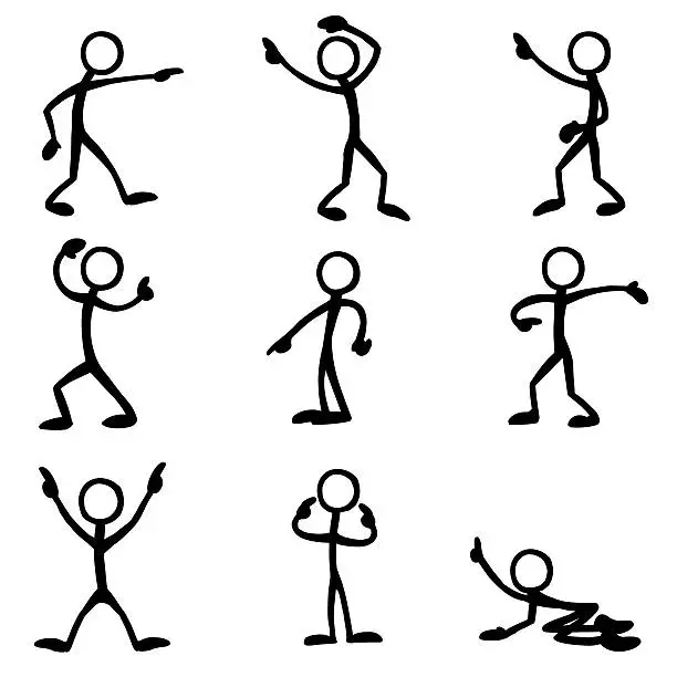 Vector illustration of Stick Figure People Pointing