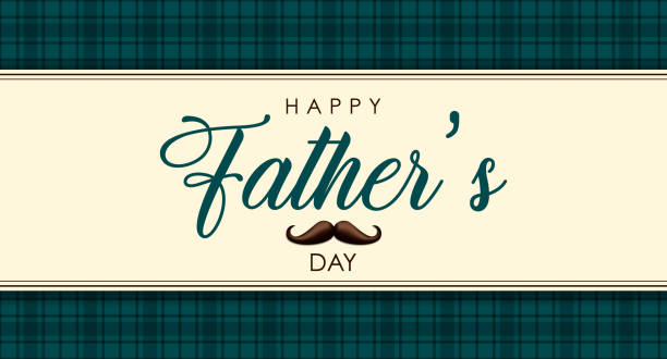 illustrazioni stock, clip art, cartoni animati e icone di tendenza di striscione del fathers day di etichetta baffi vintage - hunky