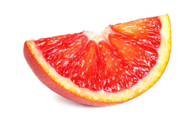 istock Slice of red blood orange isolated on white background 1155945201