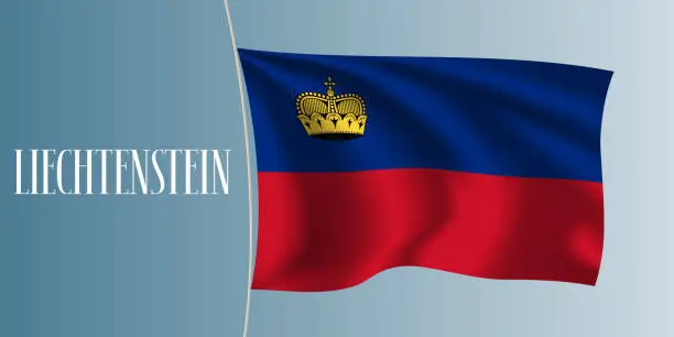 Vector illustration of Liechtenstein waving flag vector illustration
