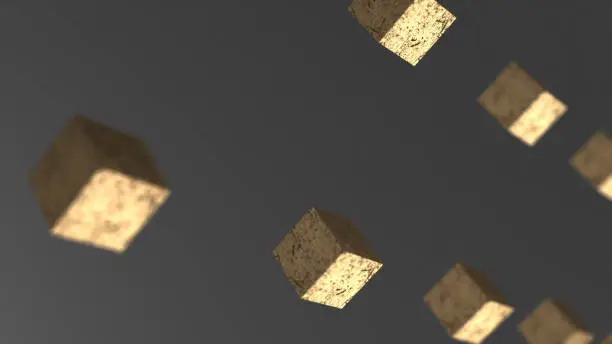 Photo of Gravity gold cube abstract background 3d animation