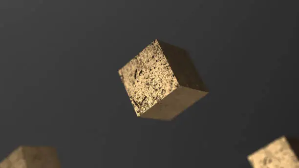 Photo of Gravity gold cube abstract background 3d animation