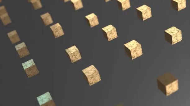 Photo of Gravity gold cube abstract background 3d animation