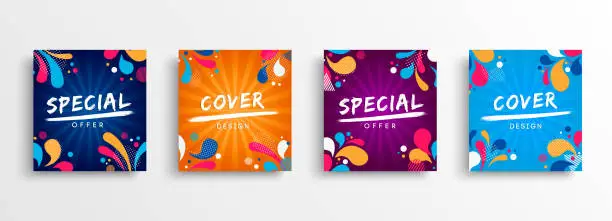 Vector illustration of Sale and design background set with colorful art