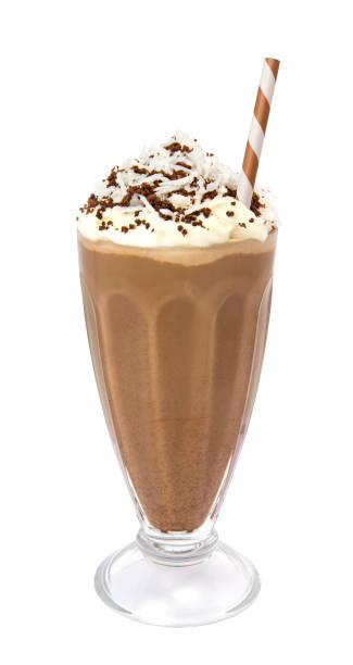 istock Chocolate coconut milkshake with whipped cream on a white background 1155954807